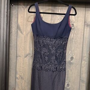 Sherrie Bloom Midnight Blue Lace Midi Dress